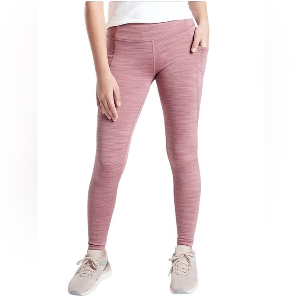 Athleta‎ Girl's Stash Your Treasures Spacedye Tight Leggings Mauve Size XL 14